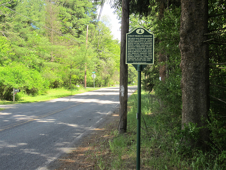 Overview of where the forest products industry marker was installed on Old Route 940 in Pocono Lake.