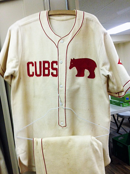 Baseball uniform of the local Cubs team, belonging to Walter Wildrick.