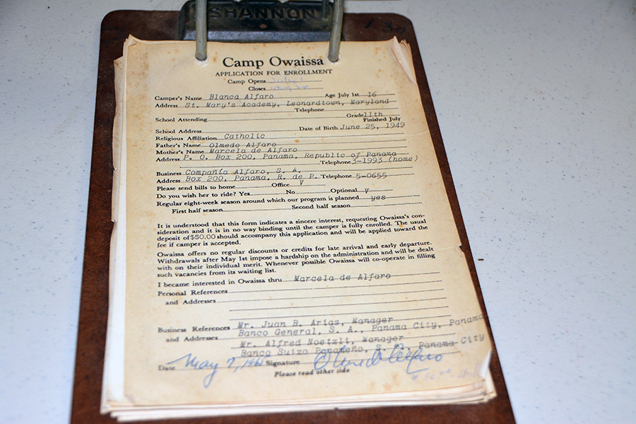 Camp Owaissa application, 1965, for a 16-year-old girl from Panama